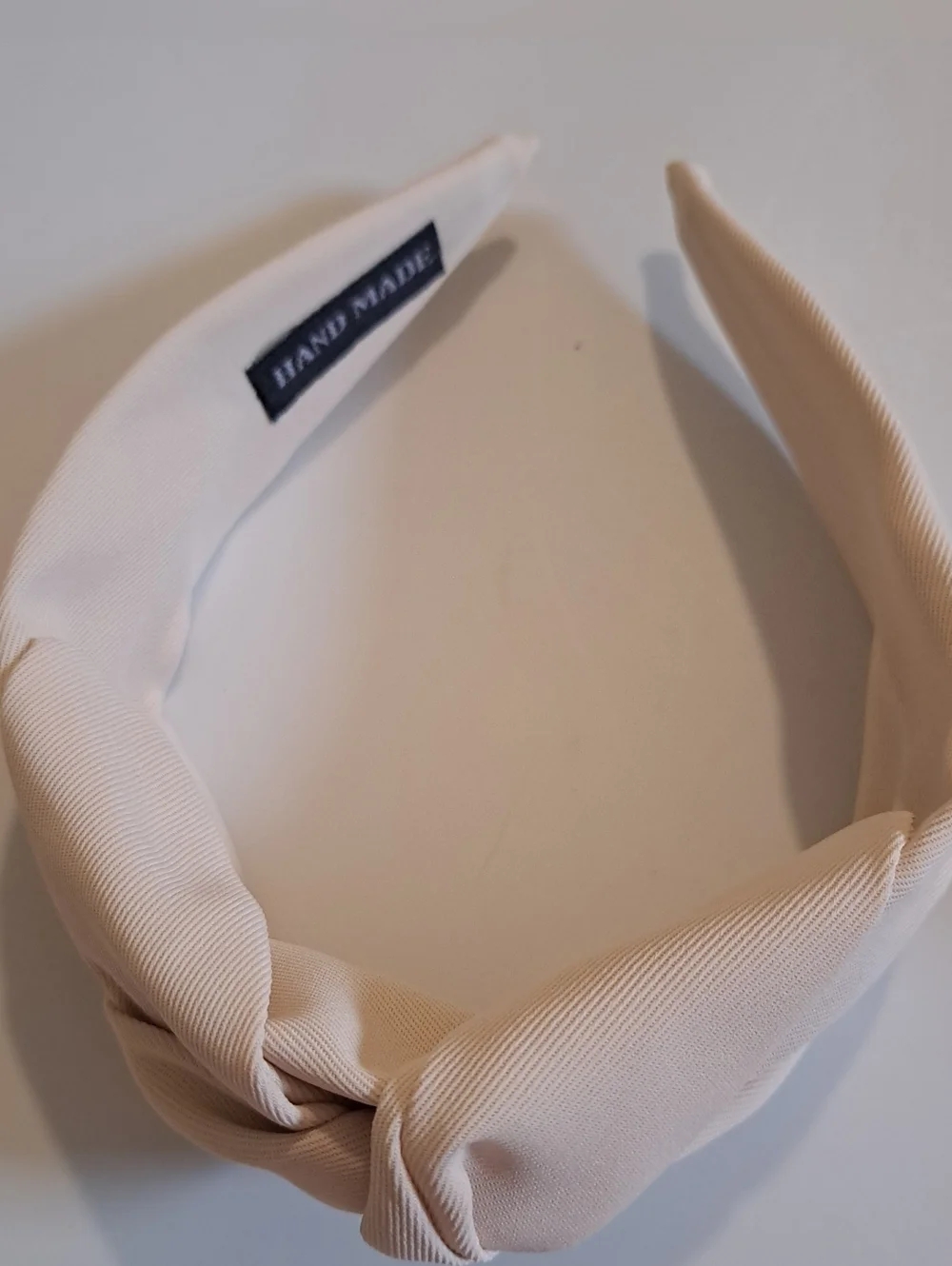 Hand Made Light Beige Wide Knot Headband
